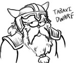 anthro armor beard clothed clothing facial_hair fur hair headgear helmet horn male solo text fleatrollus dungeons_and_dragons garfield_(series) hasbro wizards_of_the_coast garfield_the_cat dwarf felid feline humanoid hybrid mammal tabaxi english_text monochrome sketch