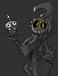 4_fingers ambiguous_gender anthro beakless bib big_breasts birthday_candle bodily_fluids breasts candle clothing drooling duo eyelashes female female_anthro fingers fire food glowing glowing_eyes grey_background grin hand_behind_own_head hand_on_head hand_on_own_head holding_object holding_platter larger_anthro larger_female lit_candle looking_at_viewer machine panties pupils raised_arm saliva sharp_teeth short_tail simple_background size_difference smaller_ambiguous smile standing tail teeth thick_thighs underwear wide_grin wide_hipped_anthro wide_hipped_female wide_hips yellow_eyes bav five_nights_at_freddy's five_nights_at_freddy's_2 scottgames cupcake_(fnaf) toy_chica_(fnaf) animatronic avian bird chicken food_creature galliform gallus_(genus) living_cupcake phasianid robot robot_anthro 2023 absurd_res digital_drawing_(artwork) digital_media_(artwork) greyscale hi_res monochrome