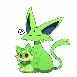 3_toes :3 ambiguous_gender blue_inner_ear daww duo eyes_closed facial_markings facial_tuft feet feral forehead_gem forked_tail fur gem green_body green_fur green_markings head_markings larger_ambiguous markings monotone_body monotone_fur mouthless musical_note musical_symbol neck_tuft pawpads paws pink_pawpads quadruped red_eyes red_gem simple_background sitting size_difference smaller_ambiguous speech_bubble symbol tail toes tuft unusual_anatomy unusual_tail white_background tontaro nintendo pokemon eeveelution espeon felid generation_2_pokemon generation_9_pokemon mammal pokemon_(species) shiny_pokemon sprigatito 1:1 2022 2d_animation animated digital_media_(artwork) frame_by_frame loop no_sound pictographics shaded short_playtime simple_shading video
