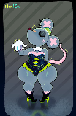 anthro biped boots bulge bunny_costume clothed clothing cosplay costume crossdressing detailed_bulge emanata exercise eyelashes eyes_closed footwear high_heeled_boots high_heels male moobs push-up shoes simple_background small_bulge solo tail thick_thighs somescrub nintendo splatoon marie_(splatoon) rat_scrub_(somescrub) scrub_(somescrub) mammal murid murine rat rodent absurd_res full-length_portrait hi_res portrait