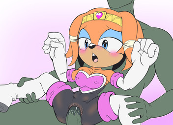 anthro blue_eyes blush bodily_fluids carrying_another carrying_partner cosplay duo erect_nipples female fur genital_fluids genitals human_on_anthro humanoid_genitalia humanoid_penis interspecies makeup male mascara nipples orange_body orange_fur penis rouge_costume sex_through_clothing size_difference through_clothing vaginal vaginal_fluids wet fourssss sega sonic_adventure sonic_the_hedgehog_(series) anon rouge_the_bat tikal_the_echidna echidna human mammal monotreme 11:8 hi_res