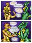 2014 alexi_tishen anthro breasts butt comic dialogue digital_media_(artwork) digital_painting_(artwork) dragon duo english_text female genitals heather_kowalski hi_res mythological_creature mythological_scalie mythology navel nipples non-mammal_breasts nude open_mouth pussy scalie tail text the_tishen_transformation tiliquain zmeydros
