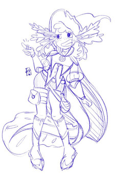 anthro clothing cursed_object female fin gameplay_mechanics hat headgear headwear magic_user ring simple_face smile solo tail tail_fin wizard_hat inkdoll dungeons_and_dragons hasbro wizards_of_the_coast amphibian aquatic axolotl mole_salamander salamander sketch