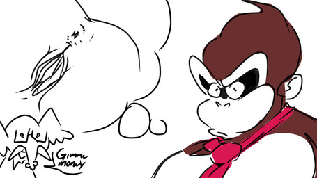 anthro begging female genitals imagination male male/female solo vulva donkey_kong_(series) nintendo donkey_kong_(character) ape elephant elephantid gorilla haplorhine human mammal primate proboscidean 16:9 hi_res widescreen