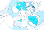 4_fingers 4_toes absurd_res anthro areola arm_markings bedroom_eyes big_areola blue_areola blue_body blue_eyes blue_fur blue_hair blue_inner_ear blue_markings blue_mouth blue_nipples blue_nose blue_pawpads blue_pussy bodily_fluids canid canine cheek_tuft chest_tuft claws cum digital_drawing_(artwork) digital_media_(artwork) eyelashes facial_tuft feet female fingers fluffy fluffy_ears fluffy_tail fur fur_markings genital_fluids genitals hair hi_res leg_markings looking_at_viewer mammal markings multicolored_body narrowed_eyes navel nipples open_mouth pawpads penetration presenting pussy seductive simple_background solo_focus starfeather tail thigh_markings toes tuft two_tone_body vaginal vaginal_fluids vaginal_penetration white_background white_body white_fur white_hair