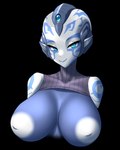 armor big_breasts breasts clothed clothing clothing_lift exposed_breasts female headgear helmet horn inverted_nipples markings nipples shirt shirt_lift shoulder_pads solo topwear furball ginne alien alien_humanoid humanoid krohnjen 2024 4:5 alpha_channel bust_portrait hi_res portrait