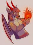 angry anthro fire horn looking_at_viewer magic male solo teeth wings singingbirdstudio mythology dragon hybrid kangaroo macropod mammal marsupial mythological_creature mythological_scalie scalie hi_res