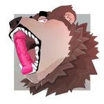 black_nose brown_body dildo eyebrows fur heart_eyes heart_symbol kemono male open_mouth pink_tongue sex_toy simple_background solo teeth tongue dumdum bear mammal 1:1 2022 absurd_res headshot_portrait hi_res portrait