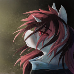 abstract_background alternate_universe chest_tuft dried_blood female feral flowing_mane fur hair horn multicolored_hair side_view solo tuft white_body white_fur waspking fallout_equestria foe:_project_horizons hasbro my_little_pony mythology blackjack_(fallout_equestria) equid equine mammal mythological_creature mythological_equine unicorn 1:1 absurd_res hi_res