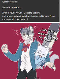 anthro barefoot blush clothed clothing cross-popping_vein dialogue duo eye_patch eyewear feathers feet forced larger_male male male/male partially_clothed pawpads paws shortstack size_difference smaller_male text tickling tickling_sides riisume canid canine felid fox leopard mammal pantherine snow_leopard comic english_text hi_res