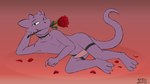 anthro erection flower genitals horn looking_at_viewer lying male nude on_side penis petals plant rose_(flower) seductive simple_background solo tail thorns komododrogon zephyr_(komododrogon) kobold scalie 16:9 hi_res widescreen