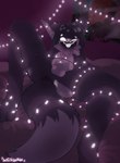 animal_genitalia anthro anus arms_tied balls bed bedroom bedroom_eyes bound butt cozy fluffy fluffy_chest fluffy_tail fur furniture genitals glowing glowing_anus glowing_bulge glowing_butt glowing_genitalia glowing_penis grey_body grey_fur hair long_hair machine male narrowed_eyes neon_lights paws penis penis_tip seductive sheath solo spread_butt spreading tail visor lutheshinything avery_(lutheshinything) armorless_protogen protogen absurd_res hi_res