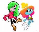 clothed clothing duo female hair not_furry on_model smile teeth thin_calves thin_legs thin_thighs conditional_dnp gaturo cartoon_network the_amazing_world_of_gumball clare_cooper rachel_wilson humanoid rainbow_lass hi_res