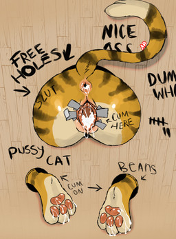 anthro anus big_butt bodily_fluids body_writing butt butt_focus cat_tail cum cum_drip cum_dumpster cum_in_ass cum_in_vagina cum_inside cum_on_feet cum_on_paw cum_spill degradation dripping duct_tape feet female filled_to_the_brim filled_womb free_use gaping gaping_anus gaping_vagina genital_fluids genitals glistening glistening_butt glory_hole glory_hole_station glory_wall only_one_nude paws presenting presenting_hindquarters public_use solo spread_vulva spreading tail tally_marks tape through_wall toes vulva vulva_spreading_tape western_tally_marks ambrosiaphobia domestic_cat felid feline felis mammal absurd_res hi_res