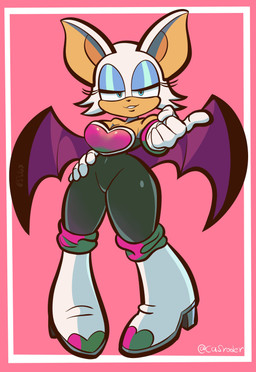 anthro blue_eyeshadow boots clothing eyeshadow female footwear gesture hand_gesture high_heeled_boots high_heels makeup pointing shoes solo thick_thighs wings casroder sega sonic_the_hedgehog_(series) rouge_the_bat bat mammal 2022 absurd_res hi_res