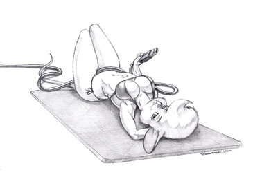 anthro big_breasts bikini breasts clothing eyebrows eyelashes female hand_behind_head lying on_back side-tie_bikini solo string_bikini swimwear two-piece_swimsuit wire baron_engel petina_demouse mammal mouse murid murine rodent 2026 graphite_(artwork) greyscale monochrome traditional_media_(artwork)