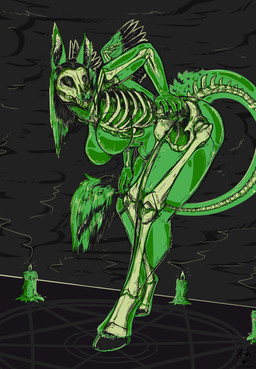 anthro belly big_breasts bone breasts facial_piercing female green_body hooves nose_piercing nose_ring piercing ring_piercing skeleton skull slightly_chubby slime smoke solo summoning summoning_circle translucent translucent_body visible_skeleton wings emberdragon emberdragondog mythology dahlia_(emberdragon) equid equine goo_creature hybrid mammal mythological_creature mythological_equine pegasus hi_res sketch