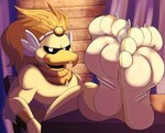 5_toes barefoot beak blonde_hair bracelet feet foot_fetish foot_focus hair humanoid_feet jewelry male plantigrade smile soles solo toes bcm13 mario_bros nintendo paper_mario paper_mario:_the_thousand_year_door rawk_hawk accipitrid accipitriform avian bird hi_res