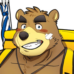 anthro backpack band-aid bandage biped black_eyebrows black_nose blush brown_body brown_fur eyebrows fur kemono male solo wanaguma bear mammal 1:1 2021 bust_portrait icon portrait