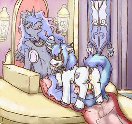 anal anal_penetration animal_genitalia anus bdsm bodily_fluids butt buttplug buttplug_in_ass buttplug_insertion clothing collar crossgender cunnilingus cutie_mark dominant dominant_female duo feathered_wings feathers female female/female feral genital_fluids genitals hair hooves horn leash multicolored_hair nude object_in_ass oral panties peeing penetration penile petplay plug_(sex_toy) plug_insertion roleplay sex sex_toy sex_toy_in_ass sex_toy_insertion smile submissive submissive_female tongue tongue_out underwear urine urine_stream vaginal vulva watersports wings lavilovi friendship_is_magic hasbro my_little_pony mythology princess_luna_(mlp) shining_armor_(mlp) equid equine mammal mythological_creature mythological_equine unicorn winged_unicorn digital_media_(artwork)
