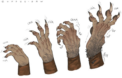 ambiguous_gender ambiguous_humanoid anthro claw_growth claws clothing cracking finger_claws fur fur_growth grey_body grey_fur growth hand_shot humanoid_hands mid_transformation nails pawpad_growth pawpads shirt simple_background solo topwear transformation transformation_sequence white_background guppys-paw mythology canid canine human humanoid mammal mythological_canine mythological_creature werecanid werecanine werecreature werewolf hi_res