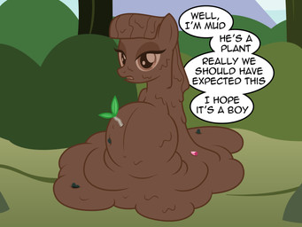 dialogue female humor looking_at_viewer mud pregnant pregnant_female pun solo text visual_pun what_has_magic_done badumsquish friendship_is_magic hasbro my_little_pony maud_pie_(mlp) elemental_creature equid equine goo_creature horse mammal mineral_fauna mud_creature pony 2019 4:3 english_text hi_res