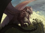 claws cloud female feral group long_tail membrane_(anatomy) membranous_wings plant scales solo_focus spread_wings standing tail tree wings eric_deschamps hasbro magic:_the_gathering mythology wizards_of_the_coast dromoka dragon mythological_creature mythological_scalie scalie official_art