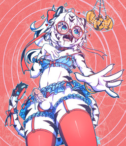 5_fingers accessory anthro areola arm_markings aroused_face ball_slip balls bandage bandage_on_cheek bandage_on_face bangs belt_collar big_glasses biped black_blush black_ears black_eyebrows black_markings black_nose black_stripes black_tail_tip blue_bottomwear blue_bra blue_clothing blue_eyelashes blue_eyes blue_garter blue_miniskirt blue_outline blue_skirt blue_underwear blush blush_lines bodily_fluids bottomwear bow_(feature) bow_bra bow_ribbon bow_underwear bra bra_down bracelet brat_taming buckle buckled_collar cheek_markings claws clock clothed clothed_anthro clothed_male clothing clothing_aside collar cross-popping_vein crossdressing crossdressing_male cum cum_drip cum_dripping_from_penis cute_fangs digit_ring dipstick_tail dripping drooling ear_markings erection eyebrow_through_hair eyebrows eyelashes eyewear facial_markings fangs femboy feminization finger_claws finger_ring fingers flustered forced forced_feminization frilly frilly_accessory frilly_bottomwear frilly_bra frilly_clothing frilly_garter frilly_skirt frilly_underwear fur furgonomics garter garter_straps genital_fluids genitals glans glasses grey_jewelry grey_ring hair hair_accessory hair_between_eyes hair_bow hair_ribbon head_markings heart_symbol hip_markings humanoid_genitalia humanoid_hands humanoid_penis hypnosis iris jewelry leg_markings legwear lingerie lips long_hair long_tail looking_at_object low-angle_view male male_anthro markings midriff mind_control miniskirt motion_lines multicolored_ears nails navel nerd nipples off_shoulder open_mouth orange_bracelet orange_jewelry orgasm orgasm_face orgasm_from_tail outline panties panties_aside partially_clothed partially_clothed_anthro partially_clothed_male pattern_background pendulum penis penis_poking_out pink_areola pink_blush pink_collar pink_eyewear pink_glans pink_glasses pink_lips pink_nipples pink_tongue pocketwatch precum pupils red_accessory red_background red_bow red_clothing red_hair_accessory red_hair_bow red_legwear red_panties red_pupils red_ribbon red_stockings red_thigh_highs red_underwear red_vibrator ribbons ring ringed_eyes round_glasses saliva saliva_drip sex_toy sex_toy_on_tail shoulder_markings simple_background skimpy skirt slim slim_anthro slim_male small_penis solo sparkles stockings striped_body striped_fur striped_hair striped_markings striped_tail stripes swinging_watch tail tail_accessory tail_bow tail_fetish tail_markings tail_play tail_ribbon tears tears_of_pleasure teeth thigh_highs thigh_markings thin_eyebrows tongue translucent translucent_hair two_tone_ears underwear underwear_aside upskirt vibrating vibrator watch wearing_glasses wedding_ring white_balls white_body white_claws white_ears white_fur white_hair white_inner_ear white_penis white_sclera white_tail wide_eyed koud3x taigaxholic felid mammal pantherine tiger absurd_res english_description hi_res portrait shaded signature three-quarter_portrait