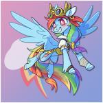 1:1 2018 8xenon8_(artist) bandage bandanna belt blue_body blue_feathers blush border clothing coat costume cutie_mark digital_media_(artwork) ear_piercing equid equine eyebrows eyewear feathered_wings feathers female feral friendship_is_magic goggles hair happy hasbro hi_res hooves kerchief mammal multicolored_hair multicolored_tail my_little_pony mythological_creature mythological_equine mythology open_mouth pegasus piercing pirate rainbow_dash_(mlp) rainbow_hair rainbow_tail red_eyes simple_background smile solo tail teeth topwear underhoof white_border wings