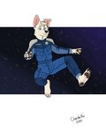 anthro astronaut astronaut_helmet astronaut_suit blue_eyes cosmic_background cosmos feet floating foot_fetish foot_focus fur humanoid_feet looking_forward male plantigrade solo space spacesuit star white_body white_fur bartek22 hi_res