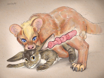 anal anal_penetration anatomically_correct anatomically_correct_genitalia anatomically_correct_penis animal_genitalia animal_penis balls bite blue_eyes bodily_fluids brown_body duo erection feral feral_on_feral feral_penetrated feral_penetrating feral_penetrating_feral fossa_penis fur genital_fluids genitals hair internal male male/male male_penetrated male_penetrating male_penetrating_male markings open_mouth orange_body penetration penile penis precum scruff_bite sex size_difference smaller_penetrated tail x-ray_view yellow_eyes tailbyte ezh_(character) nigel_(suel) euplerid fossa lagomorph leporid mammal rabbit 4:3 digital_media_(artwork) hi_res shaded signature