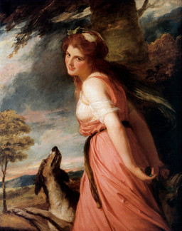 ambiguous_feral ambiguous_gender black_body black_fur brown_body brown_fur clothed clothed_female clothing detailed_background dress duo female female_human feral fully_clothed fully_clothed_female fur grass hair human_focus lips multicolored_body multicolored_fur orange_hair pink_clothing pink_dress plant realistic smile tan_body tan_fur tree george_romney canid canine canis domestic_dog human mammal 1785 18th_century ancient_art hi_res oil_painting_(artwork) painting_(artwork) traditional_media_(artwork) traditional_painting_(artwork)