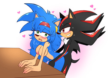 anthro big_breasts big_butt black_body blue_body blue_fur blush blush_lines bodily_fluids breasts breathing butt doggystyle duo female female_penetrated from_behind_position fur green_eyes heart_symbol hearts_around_head huge_breasts looking_back male male/female male_penetrating male_penetrating_female moan nipples nude penetration sex sweat acualia falcom popful_mail sega sonic_the_hedgehog_(series) fan_character selena_the_popful_hedgehog shadow_the_hedgehog eulipotyphlan hedgehog mammal hi_res