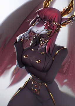 anthro black_clothing blep button_(fastener) cheek_piercing clothed clothing ear_piercing ear_ring facial_piercing female flower front_view glistening glistening_eyes hair industrial_piercing jewelry lip_piercing looking_at_viewer necklace piercing plant red_body red_eyes red_flower red_hair red_tongue red_wings ring_piercing rose_(flower) simple_background solo standing tongue tongue_out tongue_piercing unsigned white_background white_body wings shermugi species_request 2021 hi_res portrait three-quarter_portrait