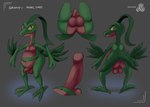 anthro anus balls butt erection foreskin generation_3_pokemon genitals grovy_(zyasixpear) grovyle hi_res humanoid_genitalia humanoid_penis model_sheet nintendo nipples nude penis pokemon pokemon_(species) solo zyasixpear_(artist)