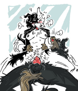 >_< animal_genitalia animal_penis anthro anthro_on_anthro blush breath canine_genitalia canine_penis countershading duo emanata exclamation_point eyes_closed female female_penetrated genitals knot knotted_penis looking_pleasured male male/female male_penetrating male_penetrating_female mirror nude_anthro pawpads penetration penis sex tail tail_motion tailwag tongue tongue_out jariloxe canid canine canis domestic_dog mammal 2025