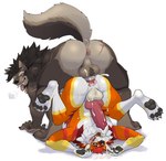 anal anal_penetration animal_genitalia animal_penis anthro anthro_on_anthro anthro_penetrated anthro_penetrating anthro_penetrating_anthro anus balls black_sclera bodily_fluids butt canine_genitalia canine_penis cum cum_on_face cum_on_own_face cum_on_self cumshot duo ear_piercing ear_ring ejaculation erection facial_hair fangs fur genital_fluids genitals knot knotting looking_pleasured male male/male male_penetrated male_penetrating male_penetrating_male open_mouth pawpads penetration penile penile_penetration penis penis_in_ass piercing raised_tail ring_piercing scar sex simple_background tail teeth tongue tongue_out white_background mindnaughty mythology bruno_(rossciaco) crowvy canid canine mammal mythological_canine mythological_creature werecanid werecanine werecreature werewolf absurd_res alternate_version_at_source hi_res