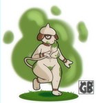 brown_body brown_fur female fur genitals green_paint paint paint_on_self pussy short_stack tongue tongue_out white_body white_fur terryeternity nintendo pokemon generation_2_pokemon pokemon_(species) smeargle hi_res