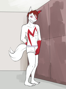 angry anthro barefoot biped briefs clothed clothing covering covering_crotch covering_self embarrassed embarrassing_nudity feet hair humanoid_feet humiliation locker locker_room male monotone_briefs monotone_clothing monotone_underwear plantigrade pokemorph red_hair solo tighty_whities topless topless_anthro topless_male underwear underwear_only waistband_stripe white_briefs white_clothing white_underwear fuze nintendo pokemon generation_3_pokemon pokemon_(species) zangoose 3:4 hi_res