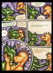 2013 alexi_tishen anthro bed black_border border breast_grab breasts colored_pencil_(artwork) comic dialogue dragon duo english_text female female/female furniture hand_on_breast heart_symbol heather_kowalski hi_res kissing mythological_creature mythological_scalie mythology non-mammal_breasts nude romantic romantic_couple scalie text the_tishen_transformation tiliquain traditional_media_(artwork) zmeydros