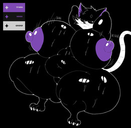 anthro big_breasts big_butt black_body breasts butt cross-popping_vein female huge_breasts huge_butt nipples purple_nipples shaking solo thick_thighs crowundeadcat miss_crow domestic_cat felid feline felis mammal hi_res