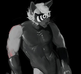 anthro armwear biped brainwashing clothed clothing drone ear_piercing ear_ring fur hypnosis hypnotic_visor latex latex_armwear latex_clothing male mind_control piercing ring_piercing simple_background solo tight_clothing visor whiskers saudax7 saudax7_(character) domestic_cat felid feline felis mammal 2025 digital_media_(artwork) greyscale hi_res monochrome
