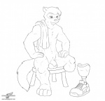 amputee anthro balls biped disability furniture genitals male nude penis prosthetic simple_background sitting solo stool tail text towel white_background wolfblade curiousferret domestic_ferret mammal mustelid musteline true_musteline weasel black_and_white line_art monochrome url