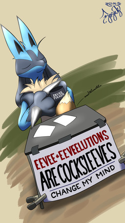 anthro black_body black_fur blue_body blue_fur brown_body brown_fur chest_spike container cup dialogue dipstick_tail eyes_closed front_view fur furniture holding_container holding_cup holding_mug holding_object male markings mug obscured_sex poster_(object) sitting smile smug solo spikes spikes_(anatomy) table tail tail_markings tan_body tan_fur text conditional_dnp eparihser change_my_mind nintendo pokemon rozick eevee generation_1_pokemon generation_4_pokemon lucario pokemon_(species) 2021 9:16 absurd_res artist_name colored dated english_text hi_res meme shaded