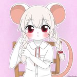 absurd_res anthro braided_hair braided_pigtails female feral fur hair hi_res kawaiirosiechan mammal murid murine pigtails rat red_eyes rodent solo white_body white_fur white_hair young young_anthro young_female young_feral