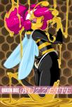 antennae_(anatomy) anthro beehive black_eyes butt butt_pose eyeshadow female food hair hive honey_(food) makeup pink_eyeshadow pink_hair pose solo wings yellow_body yellow_skin shonuff buzzette arthropod bee hymenopteran insect queen_bee 2007