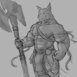 anthro axe biceps grey_background male melee_weapon muscular muscular_anthro muscular_male nipple_piercing nipples piercing simple_background smile solo standing weapon radonryu league_of_legends riot_games tencent nasus_(lol) canid canine canis jackal mammal 1:1 2019 black_and_white digital_drawing_(artwork) digital_media_(artwork) hi_res monochrome sketch