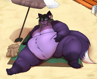 anthro belly big_belly hanging_belly huge_belly kemono male obese obese_anthro obese_male overweight overweight_anthro overweight_male sitting solo weight_gain shysho canid canine fox mammal 2022 dated hi_res
