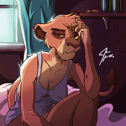 alcohol anthro beverage clothing countershading female hungover solo jace_apollo disney the_lion_king vitani_(the_lion_king) felid lion mammal pantherine 1:1