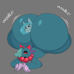 anthro big_butt blue_body blue_hair bubble_butt butt duo female hair huge_butt red_eyes squeezing lokbunny17 nintendo pokemon ancient_pokemon domestic_cat felid feline felis flutter_mane generation_9_pokemon mammal paradox_pokemon pokemon_(species) 1:1 2025 hi_res